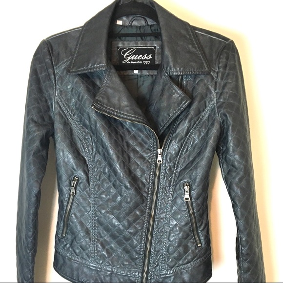 Guess Jackets & Blazers - Guess Vegan Leather Moto Jacket S